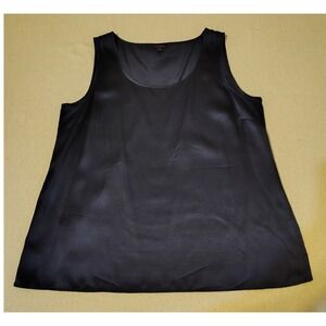 Talbots Womens Navy Blue Satin Sleeveless Blouse Career Business Shirt Sz 12 QQ